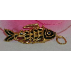 Vintage Cloisonne Enamel Articulated Fish Pendant Black and Gold Tone Koi lot #8